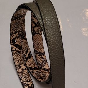 Steve Madden Reversible belt  2 for 1 Size XL Natural Python Pebbled Olive New